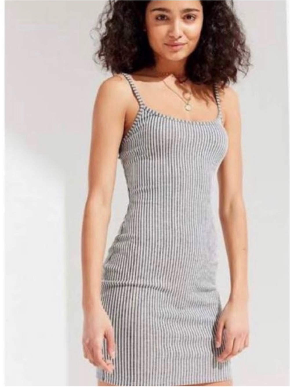 Urban Outfitters Gray Ribbed Mini Slip Dress